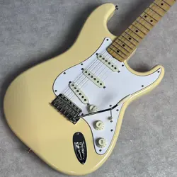 FENDER JAPAN ST68-YJM USED 2008 BASSWOOD BODY YELLOW WHITE W/SOFT CASE