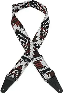 FENDER ZION GUITAR STRAP  2IN  BLACK AZTEC FROM JAPAN