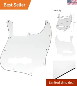 10-HOLE JAZZ BASS PICKGUARD, 3PLY WHITE, FITS FENDER AMERICAN & MEXICAN