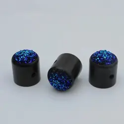 3X BLACK GUITAR BASS EBONY KNOBS BLUE TOP FIT SCHECTER,CHARVEL,DEAN,FENDER,ESP