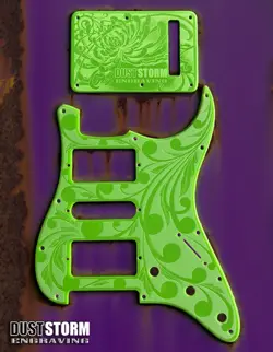 ENGRAVED PICKGUARD & TREMOLO GLOSSY SLIMER GREEN ACRYLIC FENDER STRATOCASTER