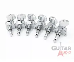 GENUINE FENDER CHROME LOCKING TUNERS 6-INLINE 2-PIN STRAT/TELE F LOGO MACHINES