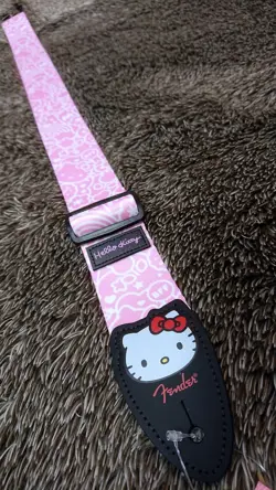FENDER X HELLO KITTY GUITAR STRAP POLYESTER PINK SANRIO JAPAN NEW LIMITED RARE