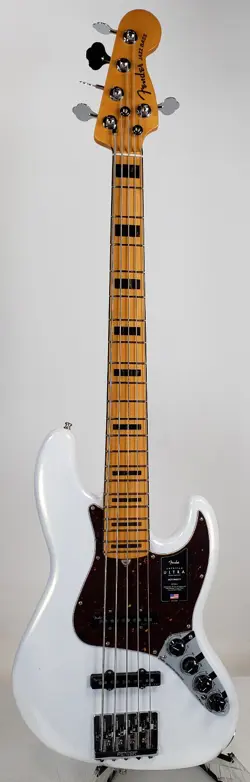 FENDER AMERICAN ULTRA JBASS V ELECTRIC SOLIDBODY BASS GUITAR, ARCTIC PEARL