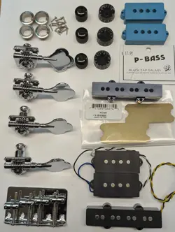 BASS GUITAR PARTS LOT - TUNERS BRIDGE COVERS KNOBS HOHNER PICKUPS PJ JAZZ FENDER