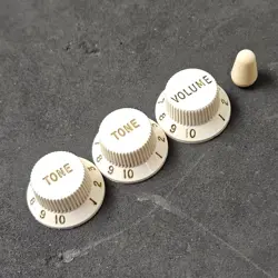 OLD FENDER USA PARCHMENT WHITE STRAT VOLUME & TONE KNOBS SET - ELECTRIC GUITAR