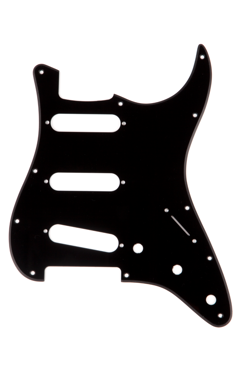 GENUINE FENDER 11-HOLE MODERN STRAT/STRATOCASTER PICKGUARD SSS, BLACK, 1-PLY