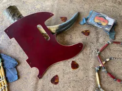 CUSTOM TOOLED LEATHER ALT OXBLOOD PICKGUARD FENDER TELECASTER TELE ESQUIRE