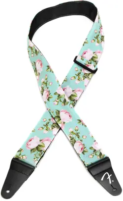 FENDER 2-INCH FLORAL GUITAR STRAP - SURF GREEN (2-PACK) BUNDLE