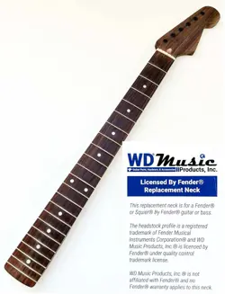 USED FENDER LIC WD STRATOCASTER STRAT REPLACEMENT NECK - ALL ROSEWOOD, 22 FRETS!