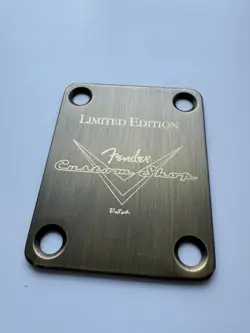 CUSTOM NECK PLATE 4SCREWS FOR FENDER CUSTOM SHOP V GUITAR OR BASS BRUSHED BRASS