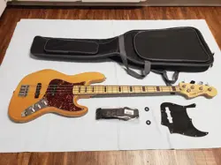 2008 FENDER SQUIER VINTAGE MODIFIED 70'S JAZZ BASS NATURAL GUITAR - UPGRADED