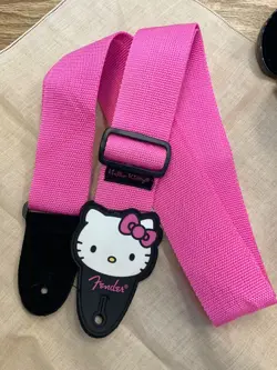 FENDER HELLO KITTY GUITAR STRAP, SANRIO 2005 PINK & BLACK