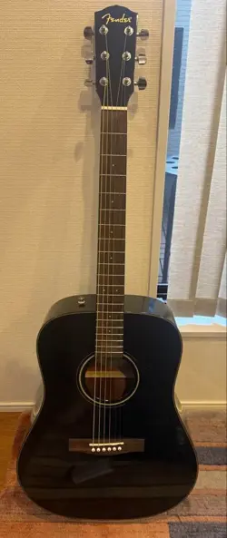 FENDER ACOUSTIC GUITAR BLACK W/ HARD CASE INCLUDED FROM JAPAN