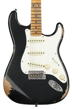 FENDER CUSTOM SHOP '59 STRATOCASTER HEAVY RELIC ELECTRIC GUITAR - AGED BLACK,