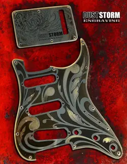 ENGRAVED PICKGUARD & TREMOLO COVER IN GOLD ACRYLIC MIRROR FENDER STRATOCASTER