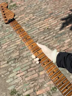 FLOYD LOCK NUT 5A ROASTED FLAME MAPLE ELECTRIC GUITAR NECK FOR FENDER START BODY