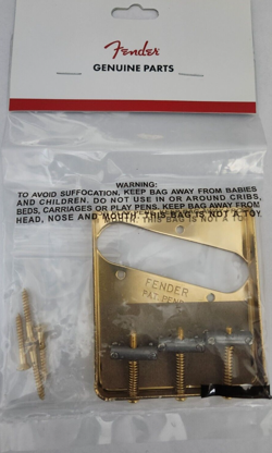 FENDER GUITAR GOLD VINTAGE 3 SADDLE TELECASTER TELE BRIDGE 0990806200