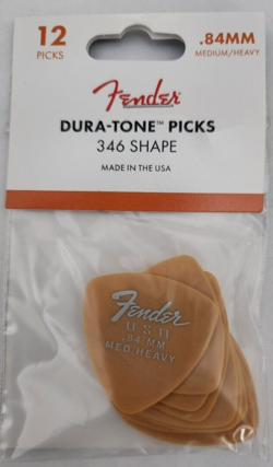 FENDER DURA TONE 346 BUTTERSCOTCH BLONDE .84 MM MEDIUM HEAVY DELRIN GUITAR PICKS