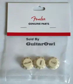FENDER GUITAR STRATOCASTER AGED WHITE CONTROL KNOBS MADE IN THE U.S.A 0991369000