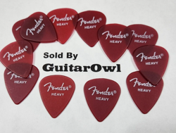 FENDER HEAVY GUITAR PICKS 351 CALIFORNIA CLEAR RED 12 PICKS  DISCONTINUED