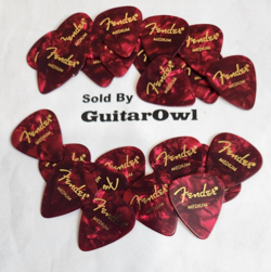 FENDER MEDIUM GUITAR PICKS RED MOTO 351 CELLULOID 24 PICKS MADE IN USA