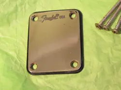 VINTAGE 1980 FENDER NECK PLATE BRASS ON GOLD THE STRAT STRATOCASTER 1981 1982 83