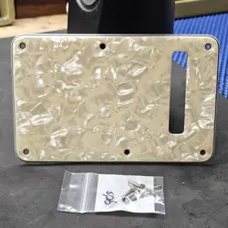 90'S FENDER USA STRAT 4-PLY AGED WHITE TREMOLO COVER BACK PLATE FOR GUITAR