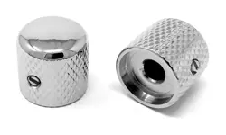 CHROME METAL DOME KNOBS FOR FENDER TELECASTER GUITAR AND PRECISION P-BASS (SE...