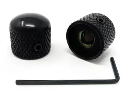 BLACK METAL ROUNDED DOME KNOBS COMPATIBLE WITH FENDER TELECASTER GUITAR AND P...