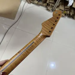 STAINLESS STEEL 22FRETS ROASTED FLAME MAPLE ELECTRIC GUITAR NECK FENDER STRAT.