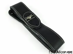 FENDER CUSTOM SHOP GUITAR STRAP, STRAT BLACK LEATHER RELIC 1963 TELE