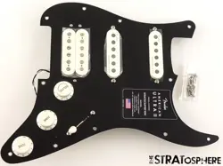 FENDER AMERICAN ULTRA II STRAT HSS LOADED PICKGUARD, S1 BLACK ANODIZED ALUMINUM.