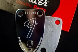 3 BOLT FENDER CHROME VINTAGE STYLE NECK PLATE, WITH YOUR CUSTOM NUMBER