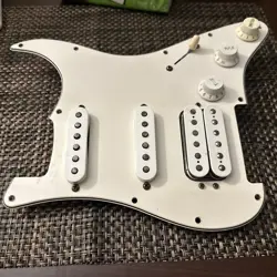 OLD FENDER HSS LOADED PICKGUARD ~ FOR STRAT STYLE GUITAR ~ WHITE 3 PLY ~