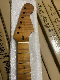 TIGER FLAME ROASTED MAPLE ELECTRIC GUITAR NECK 22 FRET NITRO SATIN FOR ST FENDER