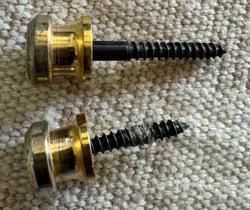 SCHALLER GOLD STRAP BUTTONS KNOBS FENDER TELE STRAT TELECASTER STRATOCASTER USED