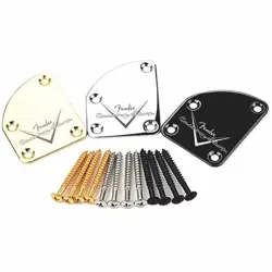 电吉他FENDER吉他激光LOGO连接板 金银黑半圆形钢牌加强板带螺丝