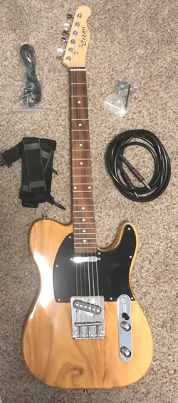 COZART TELECASTER STYLE ELECTRIC GUITAR WITH FENDER FRONTMAN 10G AMP AND BAG