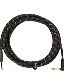 FENDER®   DELUXE SERIES INSTRUMENT CABLE, STRAIGHT/ANGLE, 10', BLACK TWEED