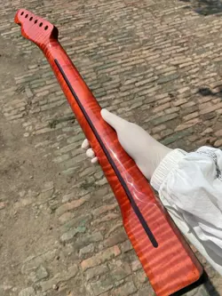 AAAA ROSEWOOD 22FRETS FENDER TELE RED GLOSS FLAME MAPLE ELECTRIC GUITAR NECK