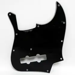 JB BASS PICKGUARD FOR FENDER JAZZ BASS 10 HOLE PVC CELLULOID GUARD GLOSSY BLACK