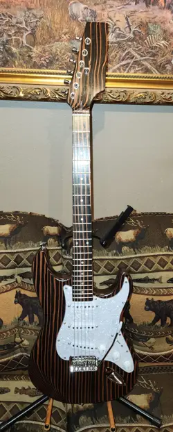 UNBRANDED FENDER STRATOCASTER  STYLE GUITAR SOLID ZEBRA WOOD PREMIUM ELECTRONICS