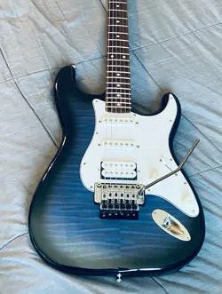 94 MADE IN JAPAN FENDER FOTO FLAME FLOYD ROSE SQUIRE STRATOCASTER.