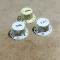 3 VINTAGE FENDER JAPAN STRAT MIJ STRATOCASTER KNOBS CREAM GUITAR RELIC NO SPOKE