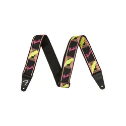 NEW FENDER NEON MONOGRAMMED STRAP - YELLOW/PINK