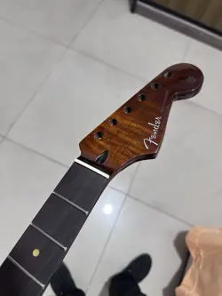 BONE NUT SS 22FRETS ROASTED FLAME MAPLE GLOSS ELECTRIC GUITAR NECK FOR FENDER