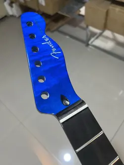 BLUE STAINLESS STEEL 22FRET FENDER TELE ROASTED FLAME MAPLE ROSEWOOD GUITAR NECK