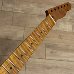 STAINLESS ROASTED FLAME MAPLE TELE GUITAR NECK FOR DIY FENDER TELECASTER