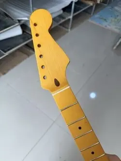 YELLOW VINTAGE 21 FRETS STRAT ELECTRIC GUITAR NECK MAPLE NITRO FOR DIY FENDER ST
